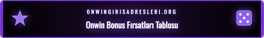 Onwin platformunda sunulan hoş geldin bonusu, yatırım bonusları ve free spin gibi çeşitli promosyonları gösteren bir infografik.